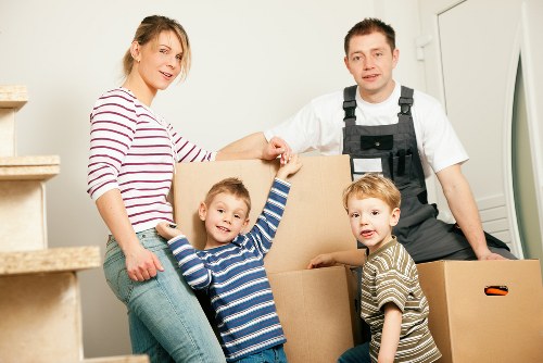 Removal van and moving crew working in Elephant and Castle