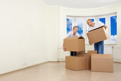Packed boxes and furniture ready for a home move