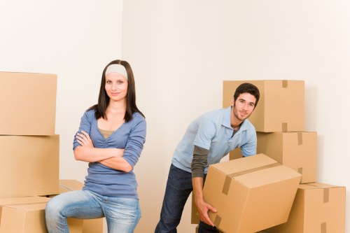 Packed boxes and furniture ready for local removals in south London