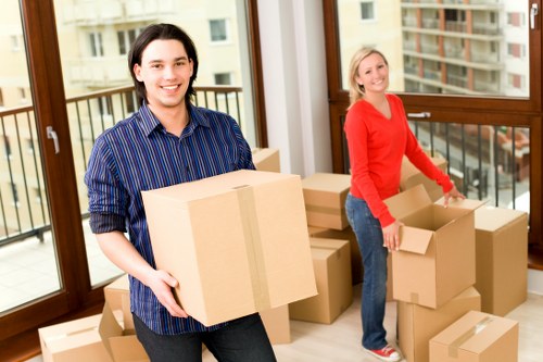 Furniture being loaded for a man and van move in South London